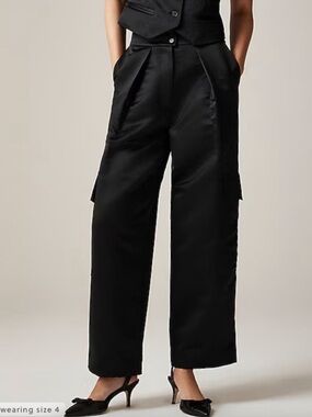 Christopher John Rogers x J.Crew High Rise Cargo Pant in Duchesse Satin size 4